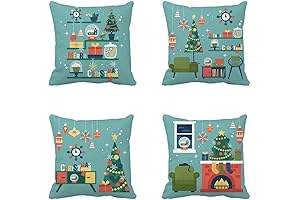 Mid Century Christmas Throw Pillow Covers Set of 4