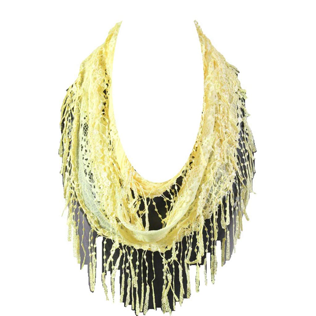Gabriella's Gifts Lightweight Victorian Style Infinity Lace Scarf (YELLOW)