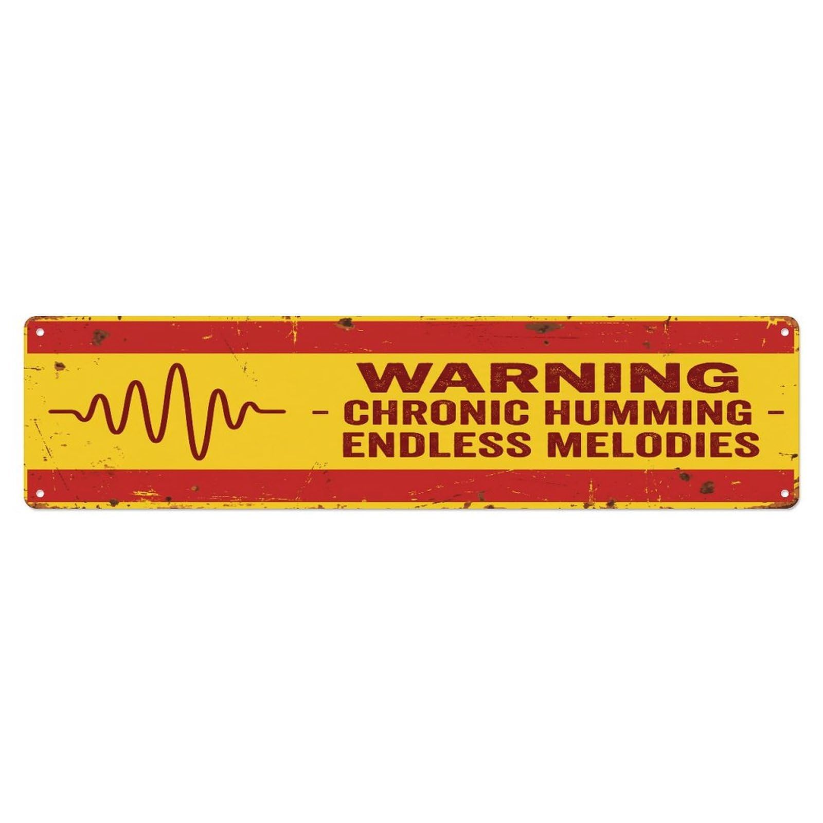 Fqcyn Style Metal Tin Sign Vintage Funny Warning Chronic Humming Warning