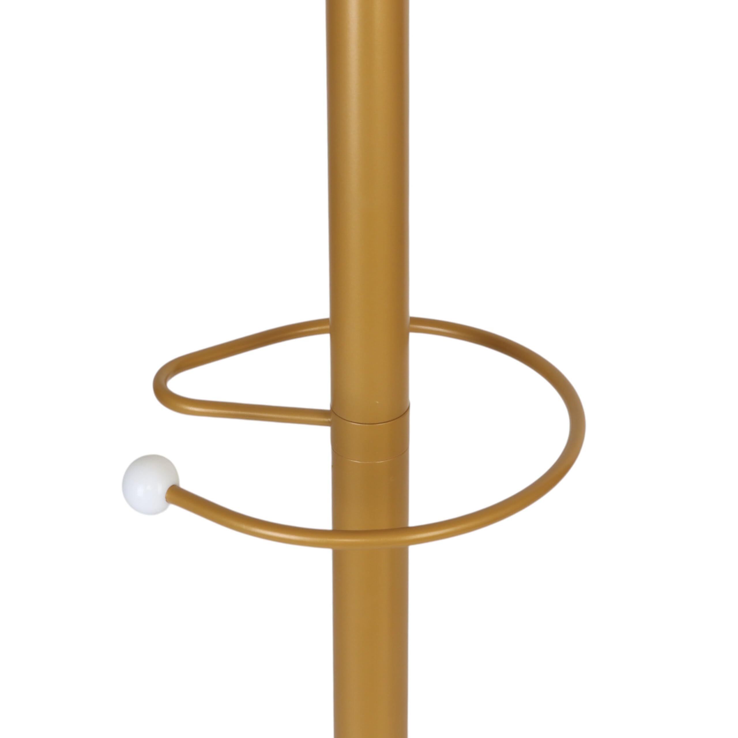 Relaxdays Garderobenständer mit Schirmständer, 16 Haken, H x D: 176,5 x 36,5 cm, Marmorfuß, Standgarderobe, Gold/weiß
