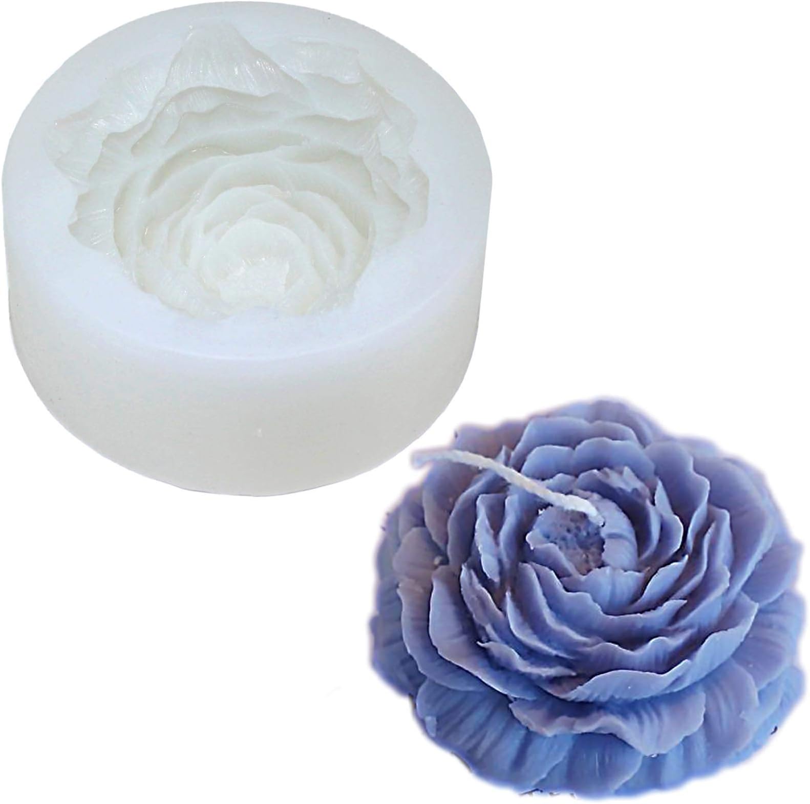 Big Size Peony Flower Silicone Mould - Foodgrade Flower Rose Candle Mold for Soy Wax Beeswax Aromatherapy Chocolate Baking Maker, Great Handmade Gift Candle Making kit (Peony Mould)