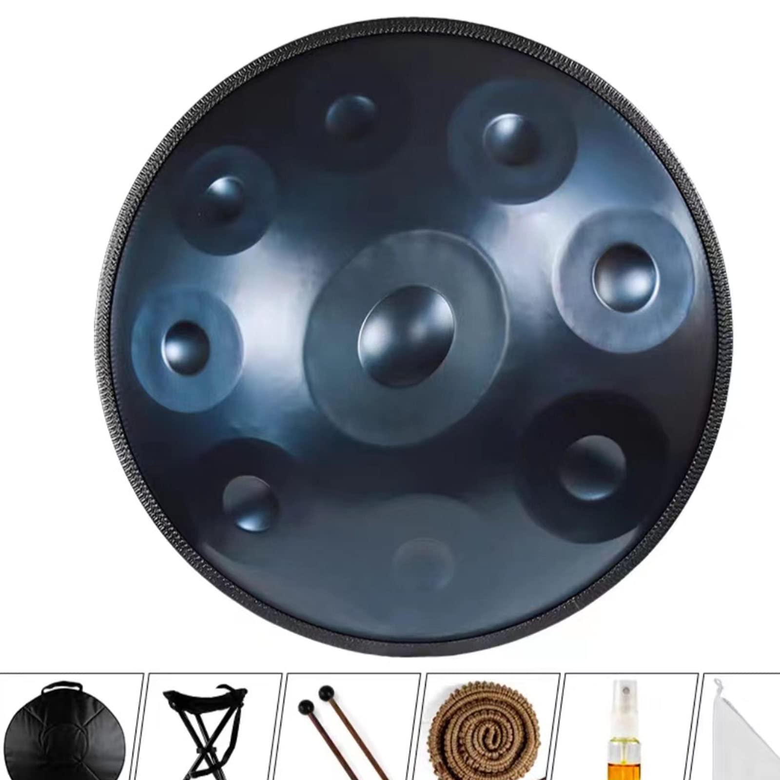 432hz Handpan Steel Drum 9 Töne 22inch "Purple Performer" in D Minor mit Handpan-Ständer, Handpan-Koffer