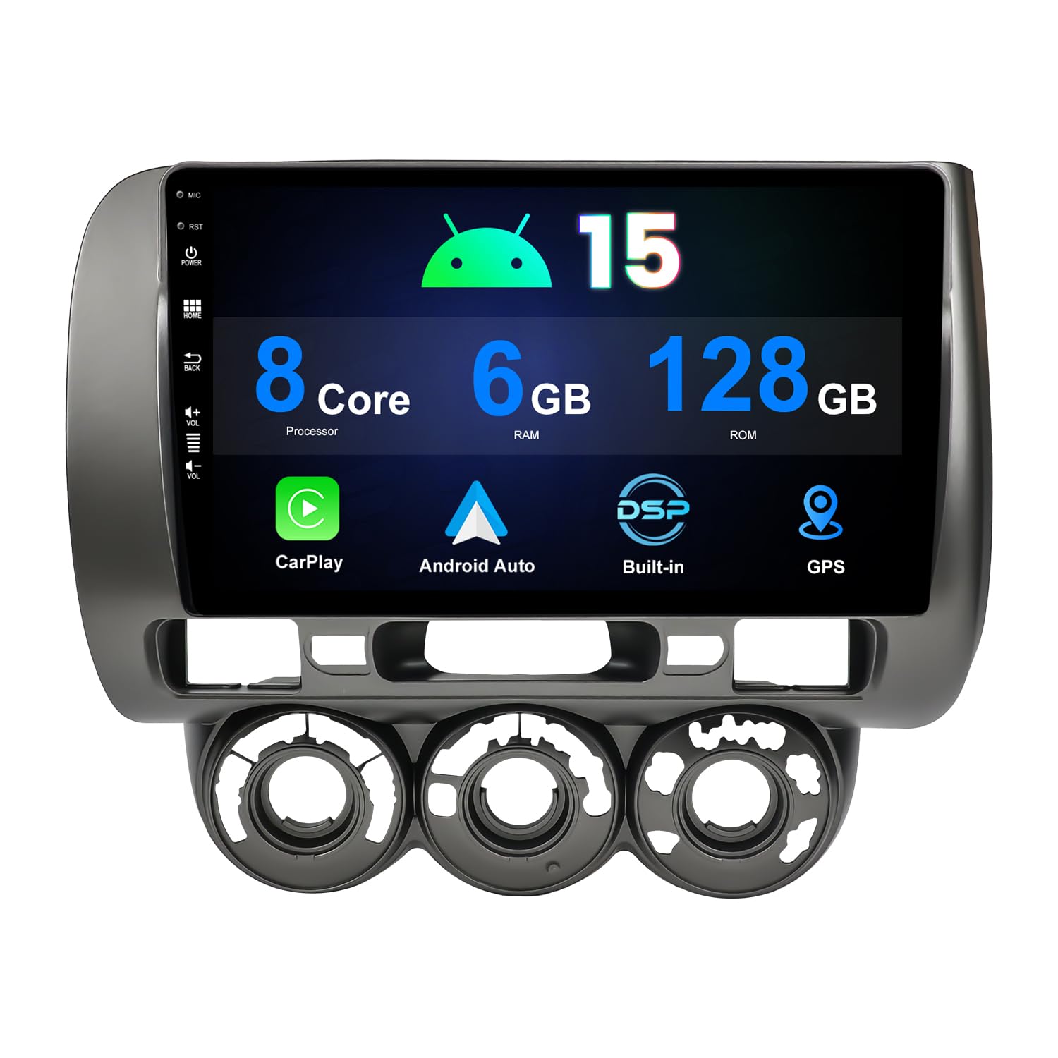 6G+128G Autoradio IPS 9 pollici Android 15 Stereo Navigazione GPS Per Honda Fit 2004-2007/Honda Jazz 2001-2006 CarPlay integrato DSP Android Auto Bluetooth WiFi SWC RDS FM Telecamera 2 DIN