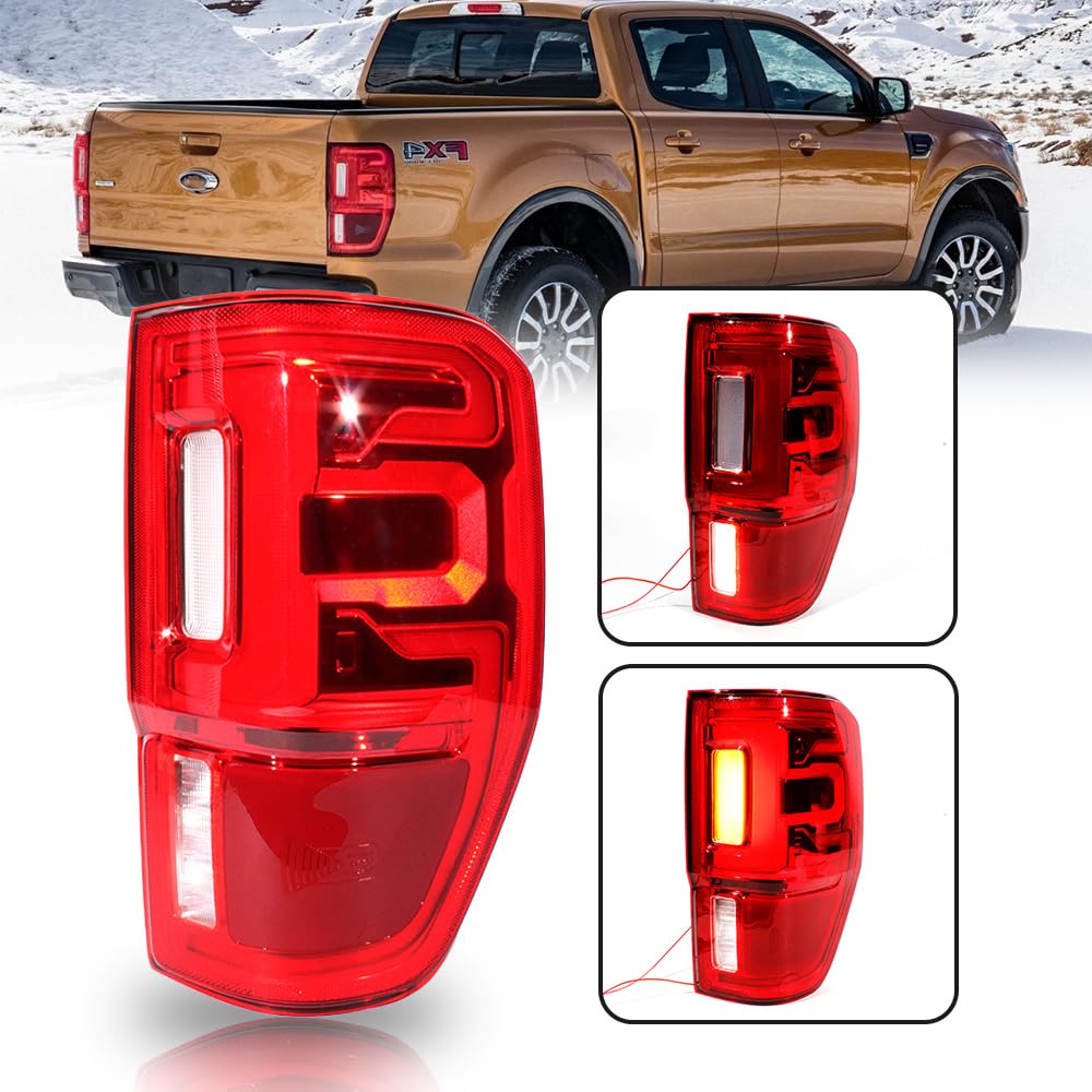 CHELANGHU LED Tail Light Lamp Assembly Rear Brake Lamp Light For Ford Ranger XL XLT 2019 2020 2021 2022 2023 | With Blind Spot Module Not Included |