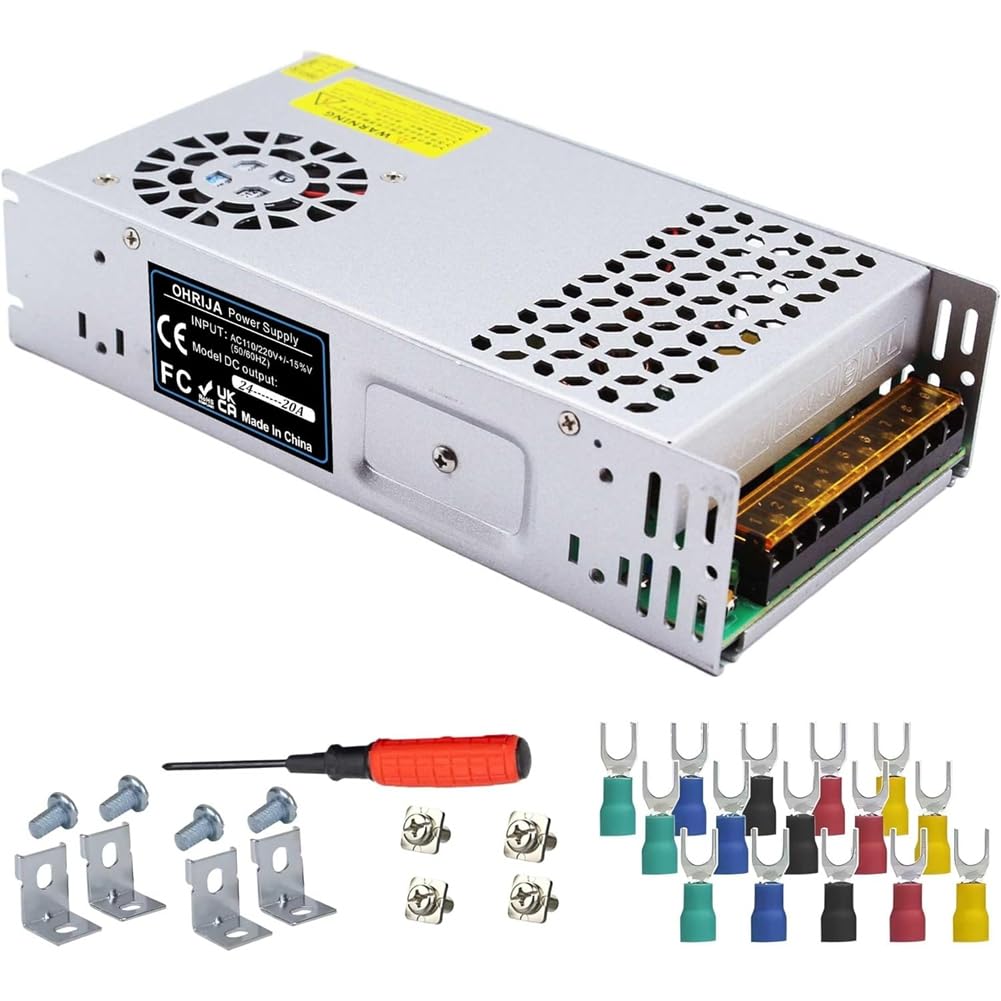 Alimentation 24V 20A 480W en alliage d'aluminium pour projets haut de gamme