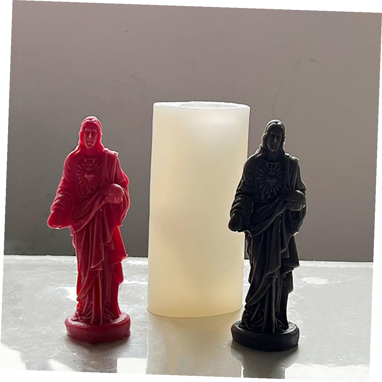 INOOMP Jesus 3D Silicone Candle Mold for Scented Candle Making, Large 530g Resin and Wax Casting Mold for DIY Religious Ornament Crafting