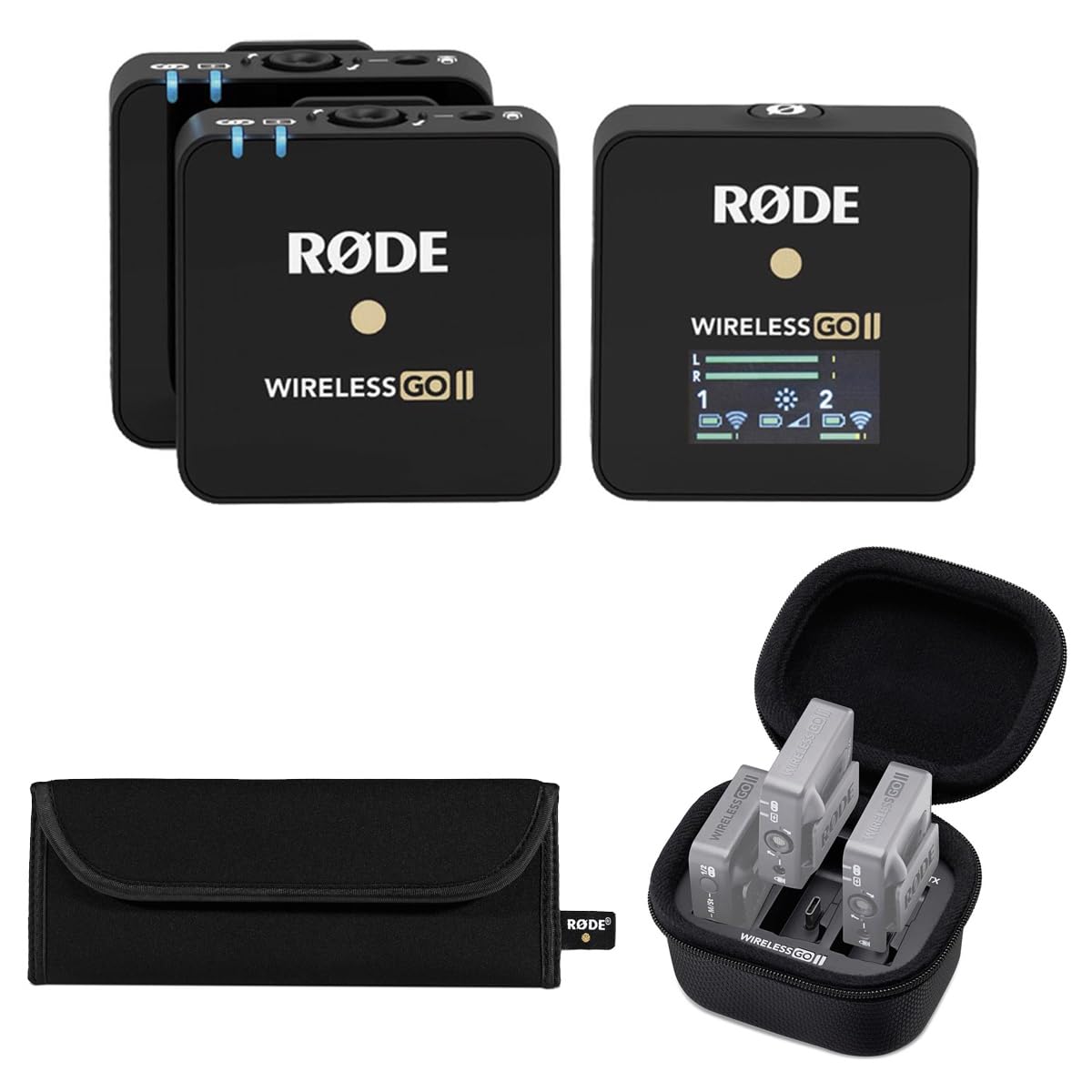 Rode Wireless GO II Compact Microphone System, Bundle with Charging Case