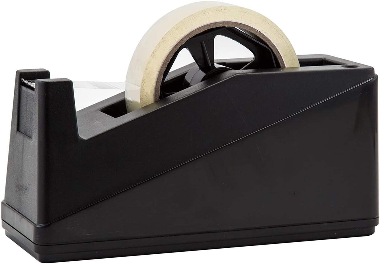 Royal ImportsDesktop Tape Dispenser Adhesive Roll Holder (Fits 1" & 3" Core) With Weighted Nonskid Base, Black