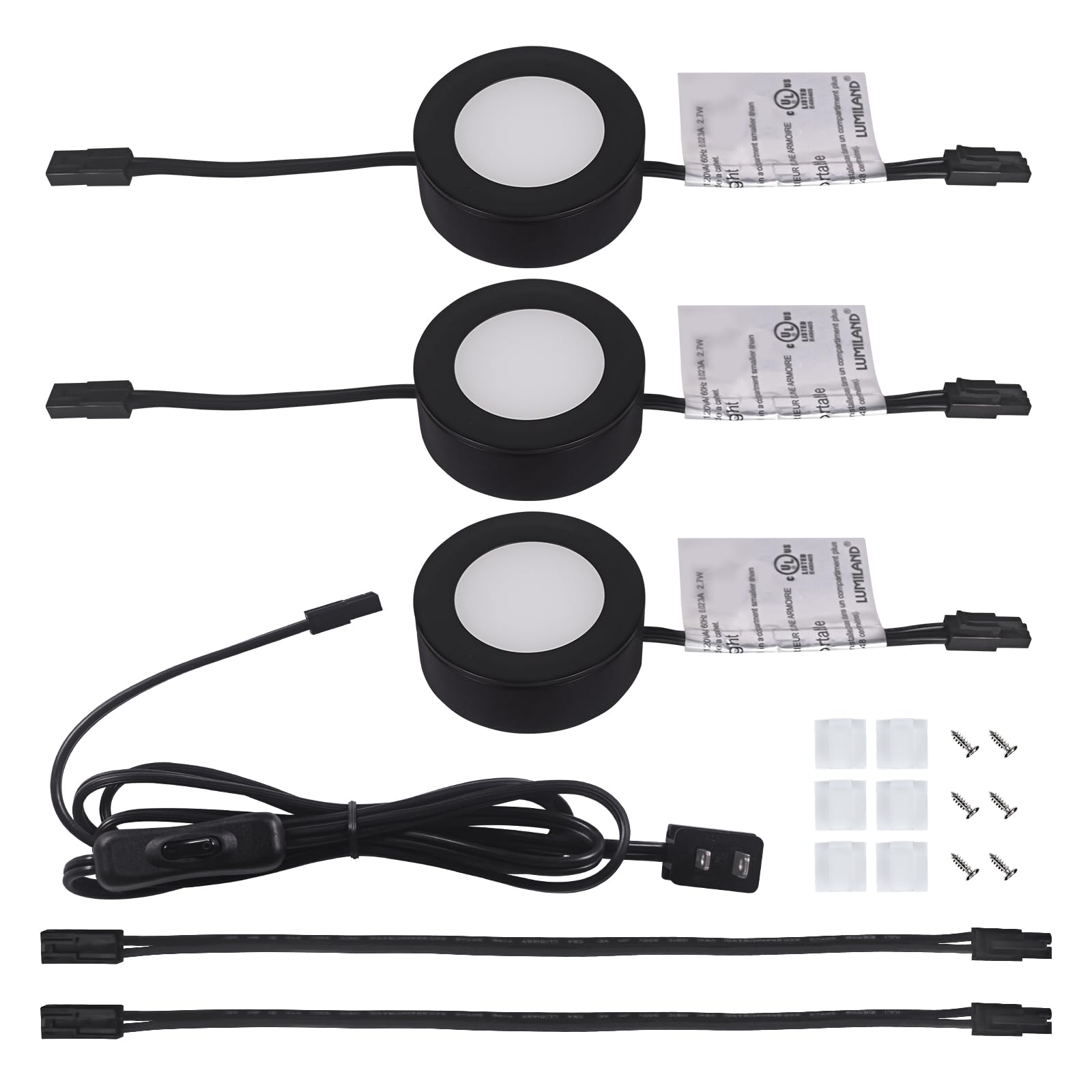 LUMILAND Wired LED Puck Lights Kit 2.68