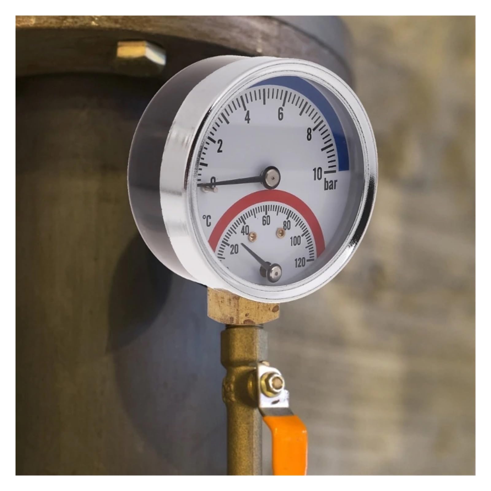 Manomètre De Température Et Pression Pour Chaudière - 0-120°C / 0-10 Bar - G1/2' - Pour Chauffage Au Sol, Système Chauffage