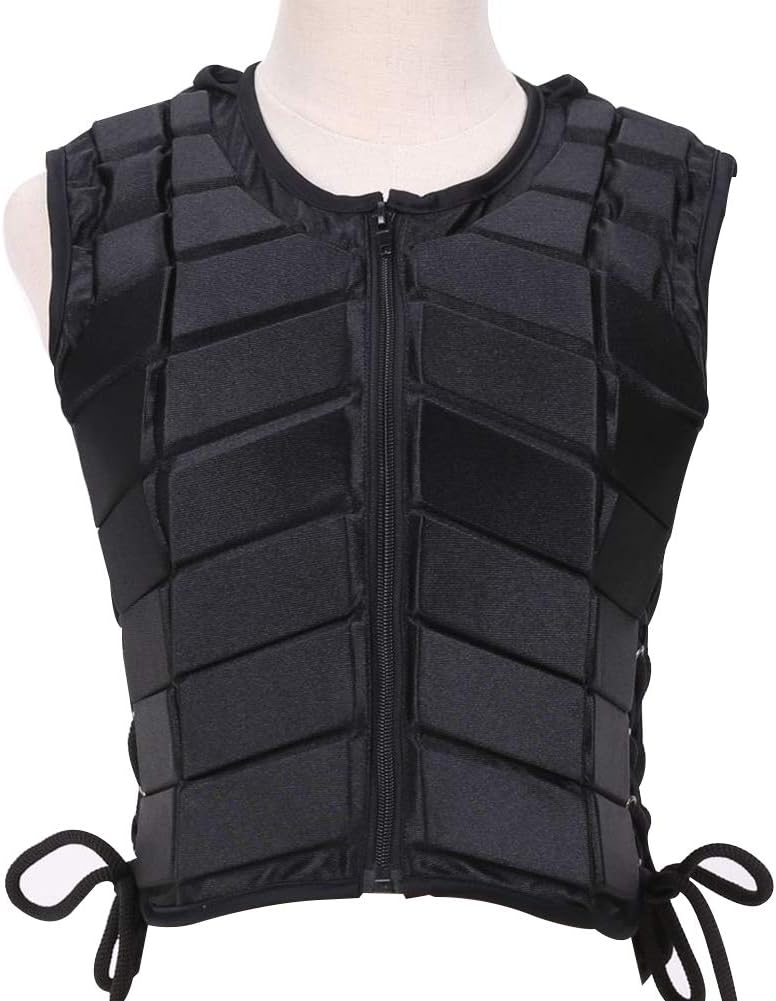 Equestrian Vest, Horse Riding Vest, Safety Equestrian Horse Riding Training Vest Protective Body Protector Gear Various Size, Black Waistcoat for Adult Men Women Kids Children