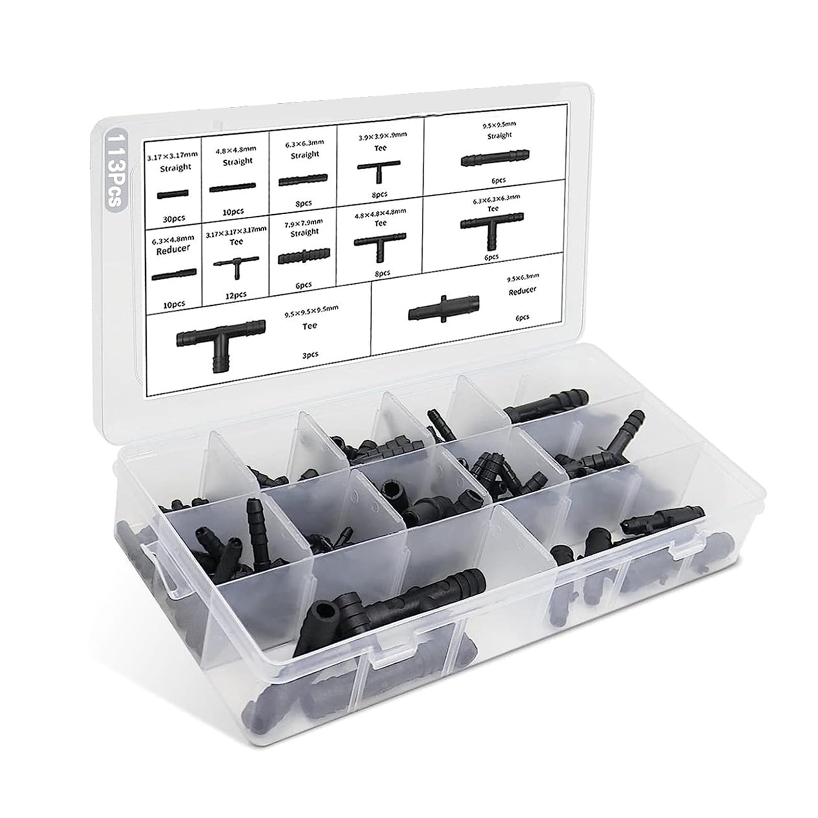 Hdoytxxm 113Pcs Automotive Vacuum Tubing Connector Vaccum Adapter Vacuum Tees Assortment Kits Tool Water Systems Hose Assortment