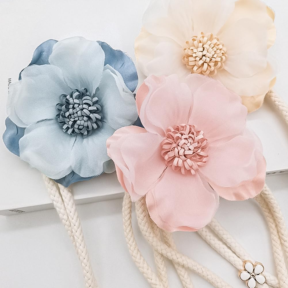 Embrasses de fenêtre ， Boucle de Rideau en Bois ， 1 Paire d'embrasses de Rideaux réglables Corde Fleur Rideaux décoratifs Embrasse Créative Embrasses de Corde de Rideau(Pink)