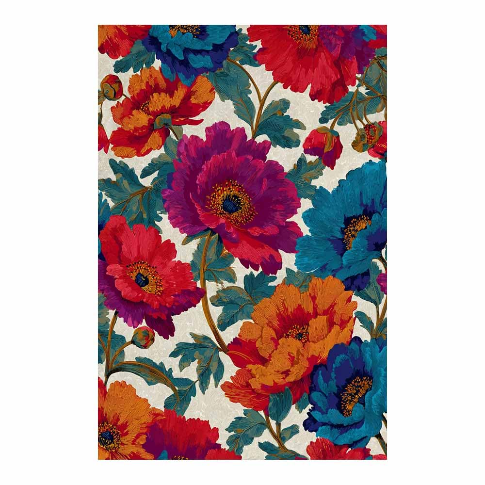 Hoqiu Multicolor Canvas Wall Art Colorful Peony Pattern Artwork, Wall Decoration Living Room Bedroom Hallway Stairs Decoration.(Multicolor)-80X120cm Unframed