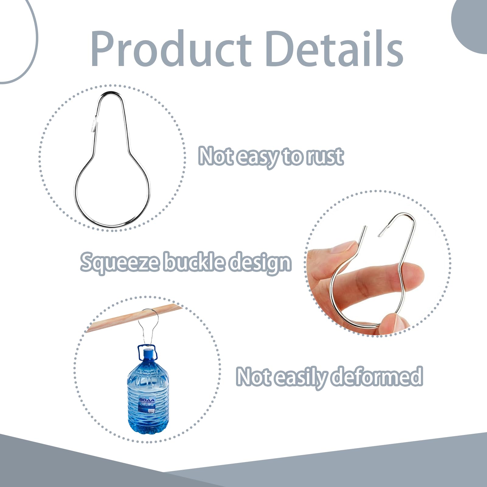 TYVOM 30 Pcs Stainless Steel Curtain Rings - Image 3
