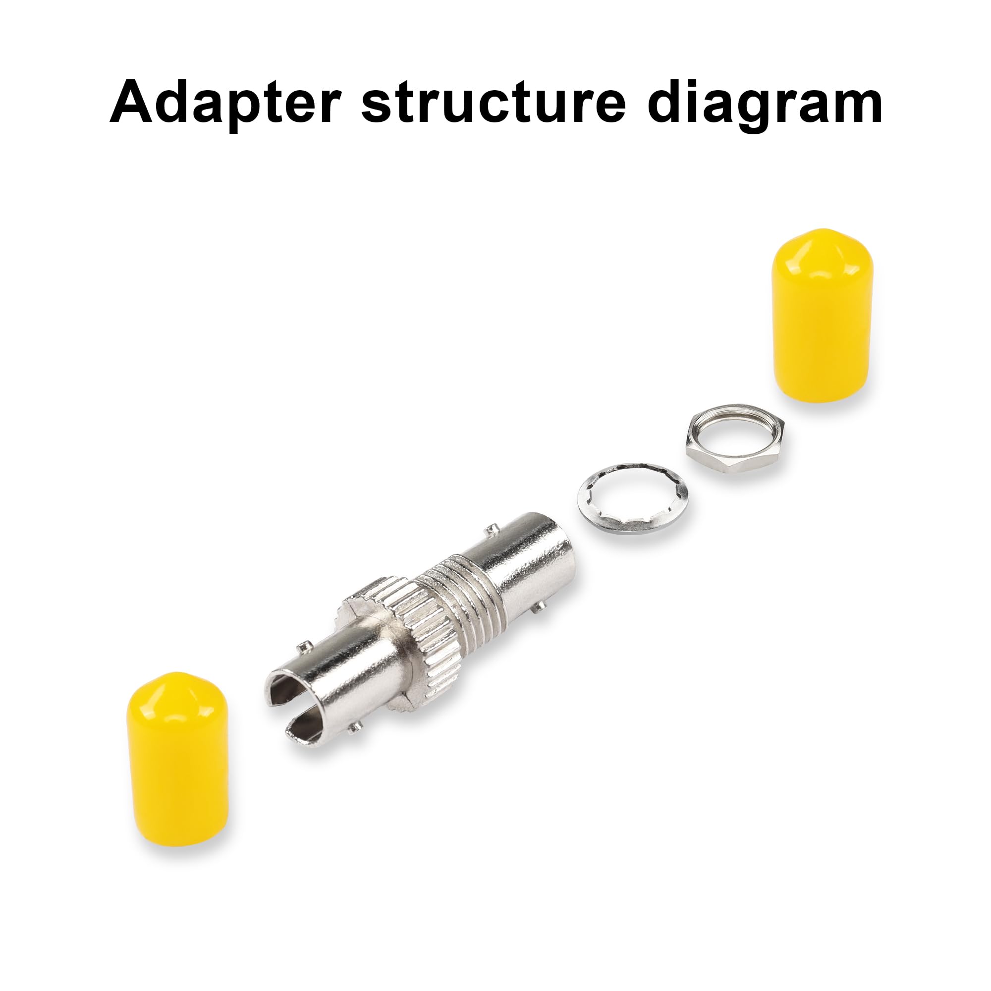 GINTOOYUN 10 pezzi ST Fiber Barrel Coupler ST a ST Singlemode adattatore in fibra di vetro con copertura antipolvere gialla per scatole di giunzione in fibra di vetro a baionetta ST