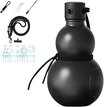Gourd Water Bottle, 900ml, Black, Unisex, Reusable, Hiking, Gymming, Outdoor Activities, Sports, Daily Use