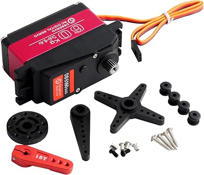 DS5160SSG 60kg Servo Motor 180 Degree RC Car Digital Servo Large Torque High Speed Waterproof Servo Metal Gear with 18T Aluminum Servo Arm for Crawler Baja Cars Robotics DIY Projects