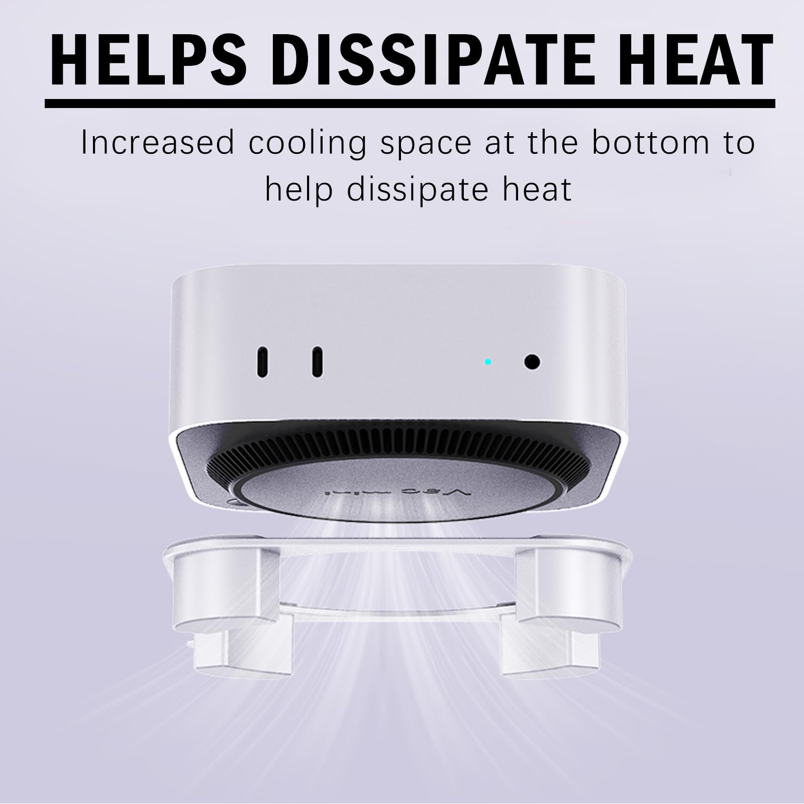 Supporto per Mac mini M4/M4 Pro, Meccanismo di commutazione dal design pratico per una migliore ventilazione e dissipazione del calore, in lega di alluminio