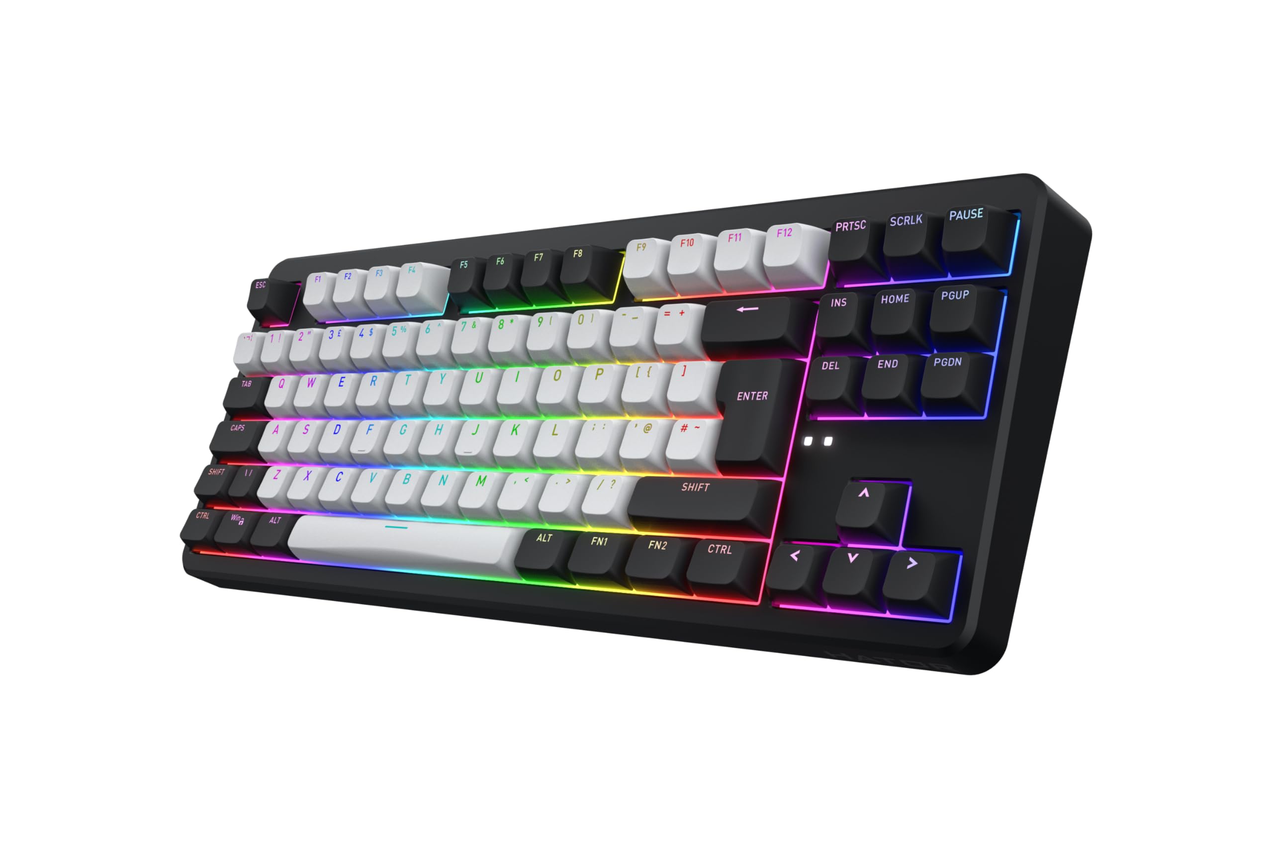 HATOR Rockfall 3 TKL - Teclado inalámbrico para videojuegos, intercambiable en caliente, RGB, Gasket Mount, batería de 4000 mAh, 2,4 GHz/Bluetooth/USB, PBT Keycaps, QMK/VIA, DE Layout, Mac/Windows