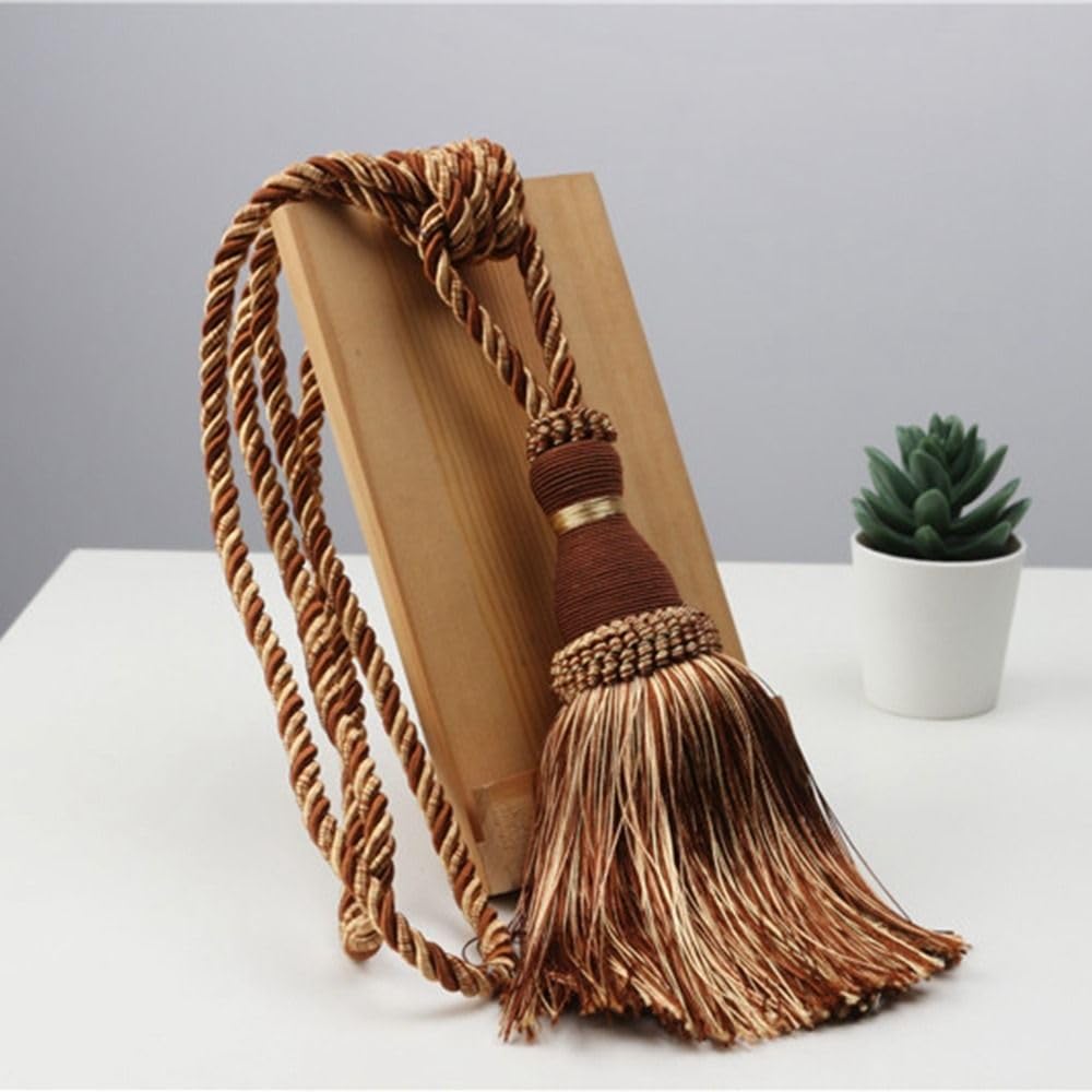 Curtain Tieback Luxury Tassel Rope Sunblind Tieback European Style 2 pcs/set Home Decoration Curtain Holders(light brown)
