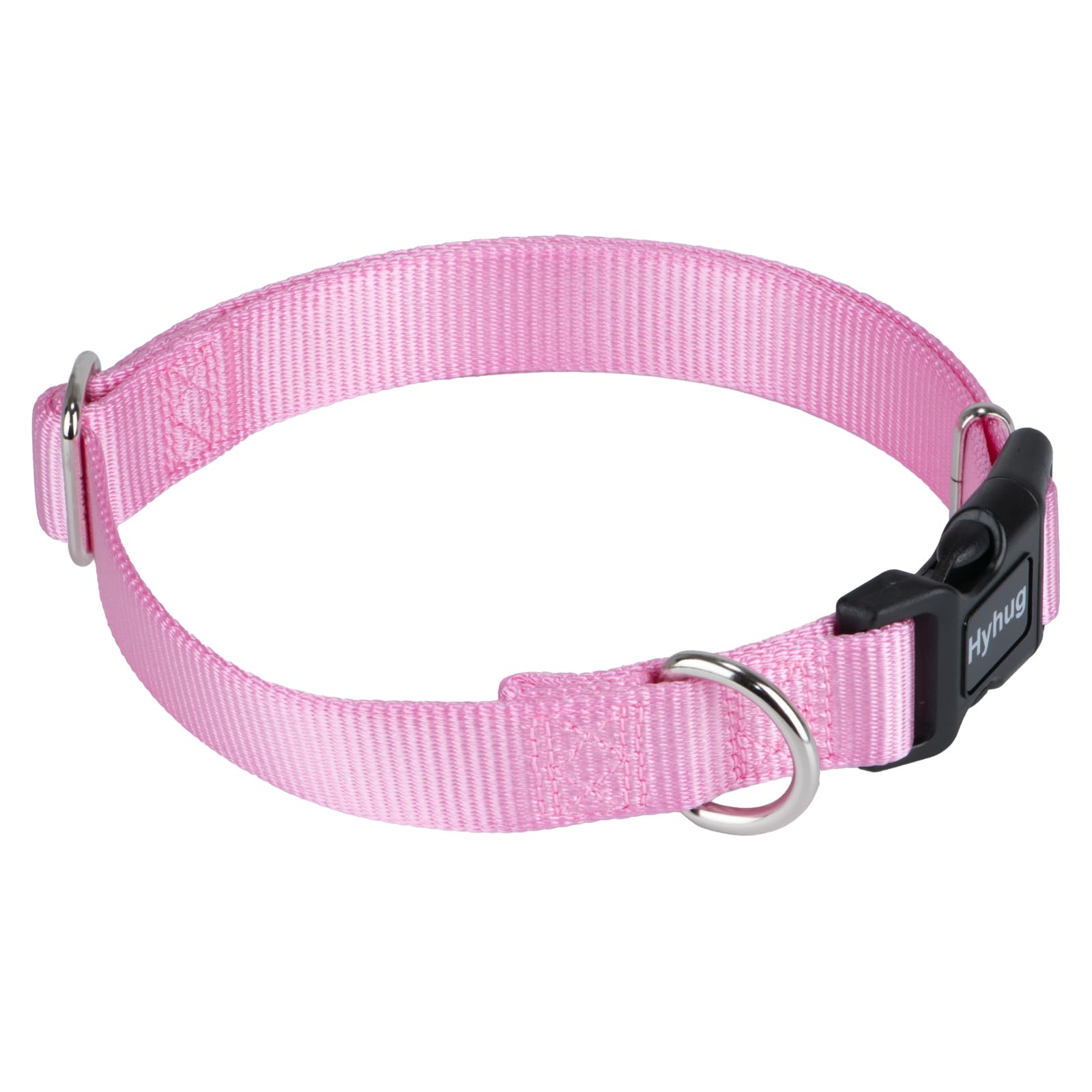Hyhug Heavy Duty Dog Collar for Medium Dogs, Pink| Quick Release Nylon, Adjustable No-Pull Training & Everyday Walk(Medium, Bonbon Pink) — image 1