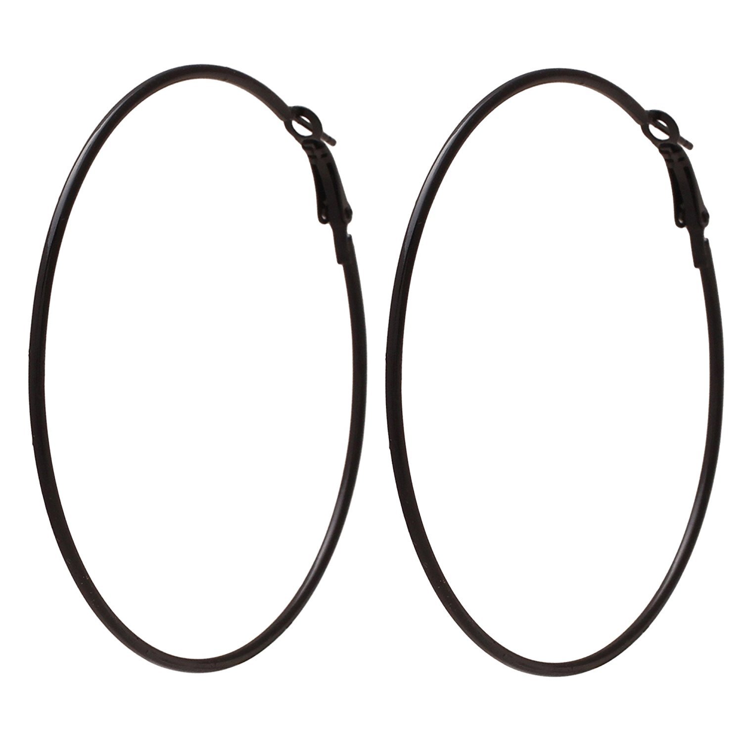 Total Fashion Medium Black Hoop Earrings Rhodium Polish For Women/Girls-Silver (B07C1GZ14D) Amazon Price History, Amazon Price Tracker