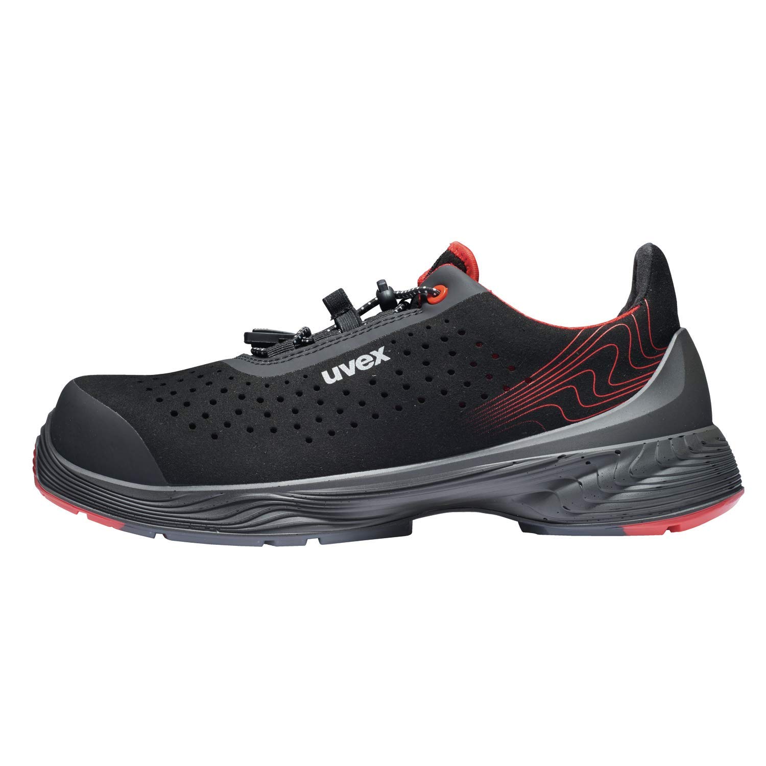 Uvex 68372 Gelochter Sicherheitshalbschuh - S1 P SRC ESD - Rot-Schwarz
