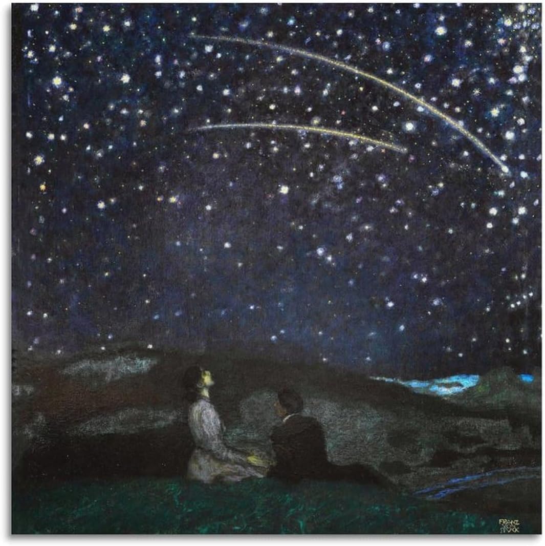 Franz Von Stuck Poster Shooting Stars Canvas Painting 30x30cm Frameless