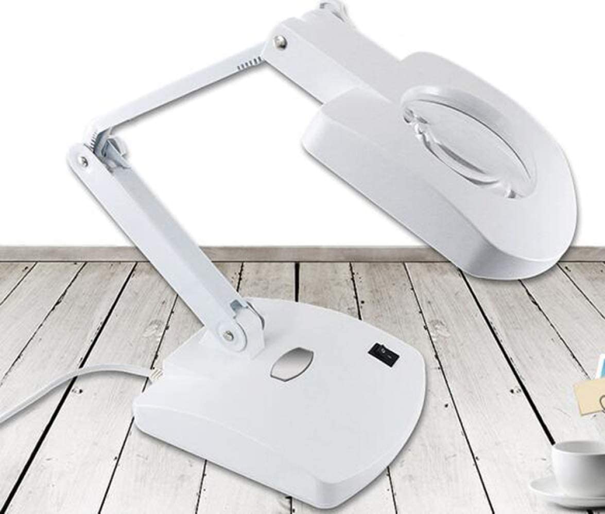 Vergrößerungsglaslampe mit 56 LEDs, 3-facher und 8-facher Vergrößerung – 85 mm Vergrößerungsglas, Verstellbarer Schwenkarm, höhenverstellbar für Schreibtisch, Tisch, Arbeitsflä,