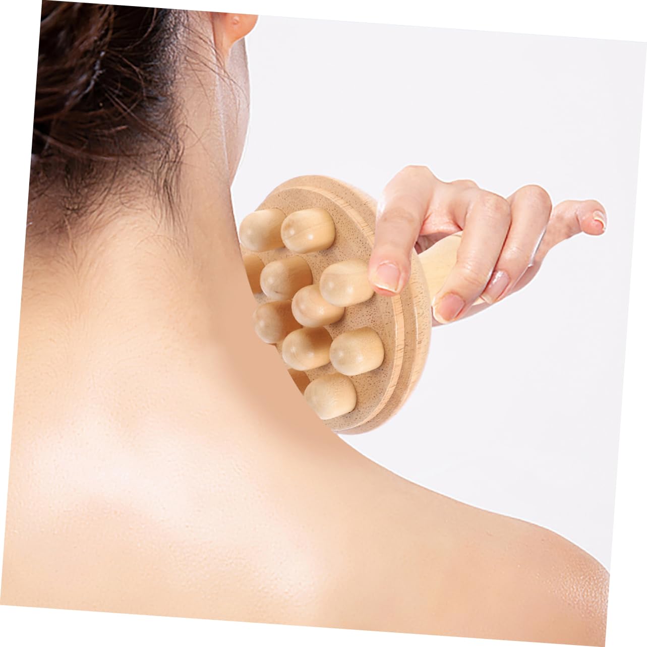 Massaggiatore per Chioma in Legno di Gomma Denti Larghi, Set 2 Pezzi, Spazzola per Massaggio del Cuoio Capelluto, Forma Rotonda, per Uso Quotidiano da Viaggio