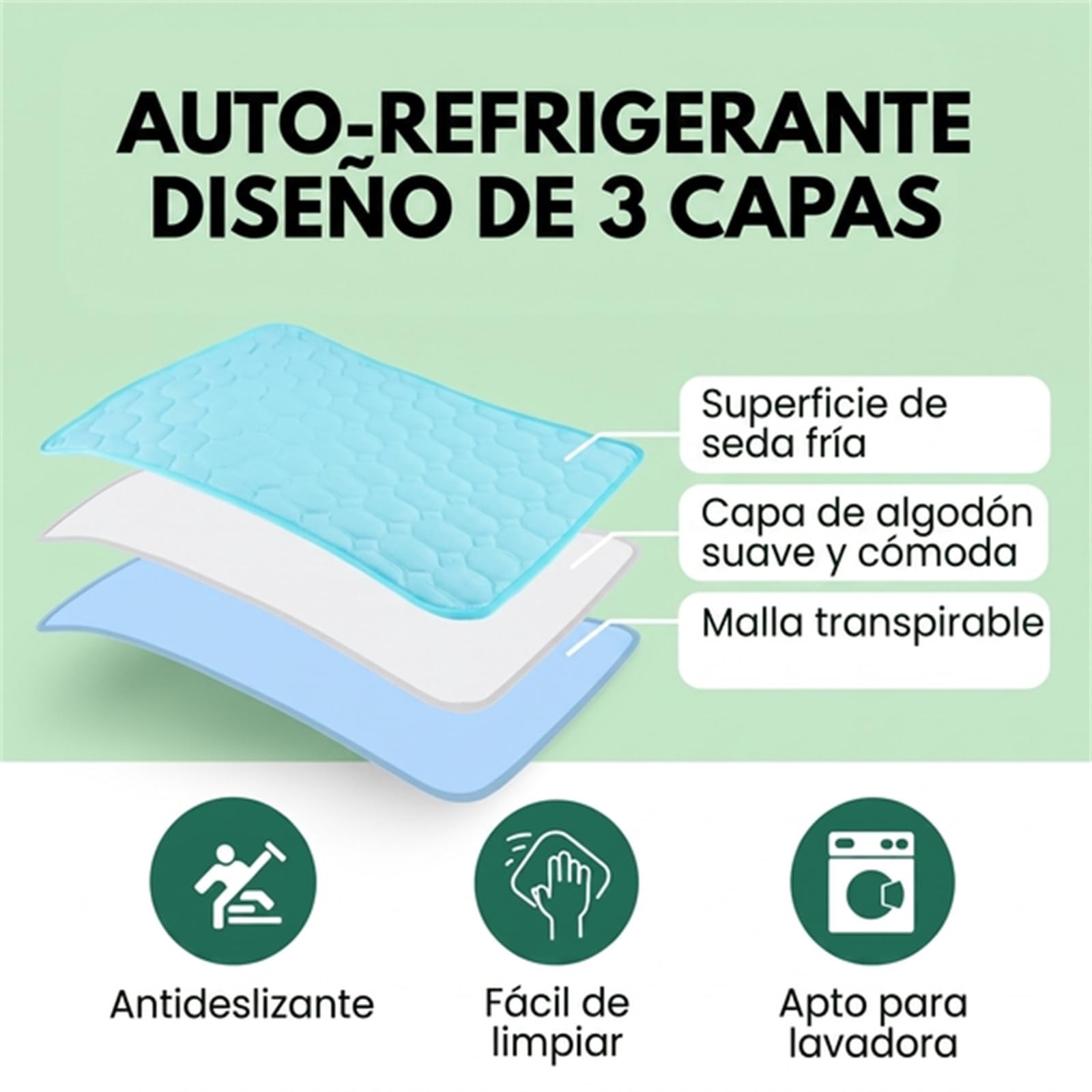 Novaras Alfombrilla Fresca portátil Lavable para Mascotas | Ideal para verano, ligera, plegable, cómoda para perros y gatos, fácil de transportar y limpiar para uso diario