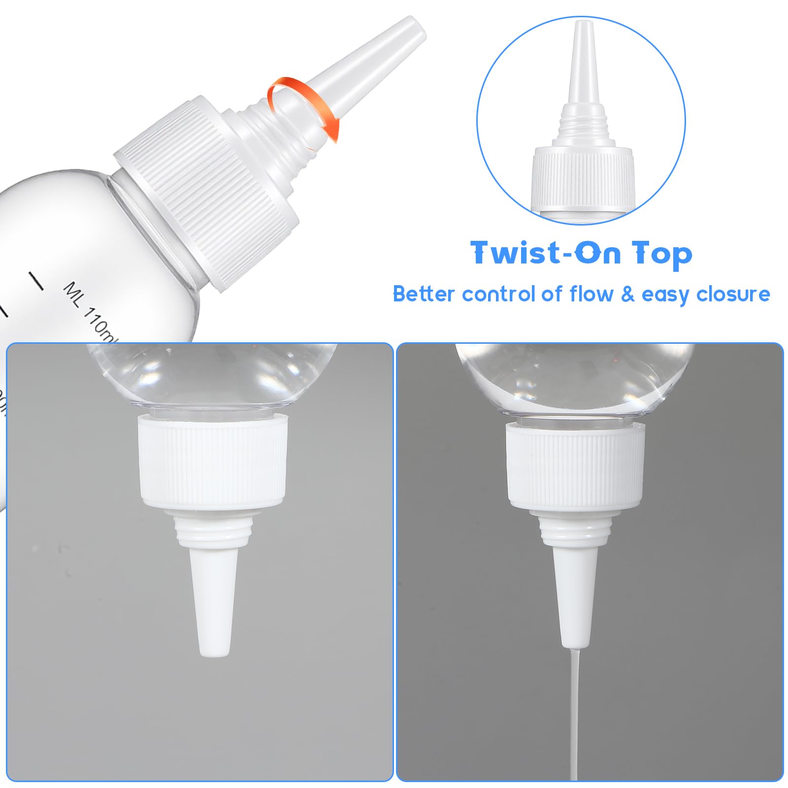 4 sztuki buteleczka aplikatora do włosów, squeezie z aplikatorem do olejku do włosów, 110 ml & 50 ml buteleczka aplikatora z skalą, aplikator do olejku do włosów do farbowania skóry głowy i