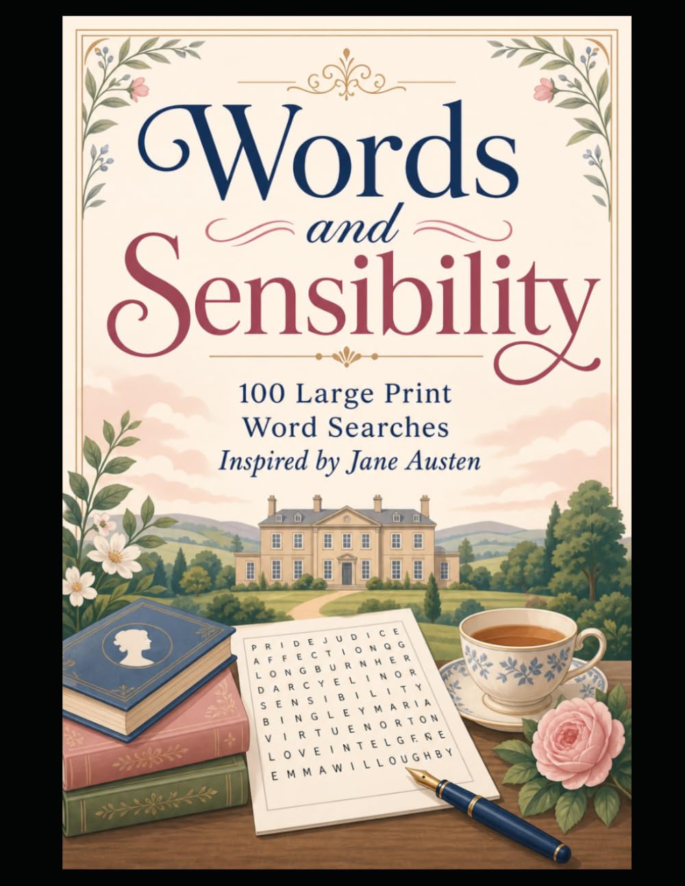 Words and Sensibility: 100 Large Print Puzzles Inspired by Jane Austen (Oskar Milton Classic Literature Word Search Series)