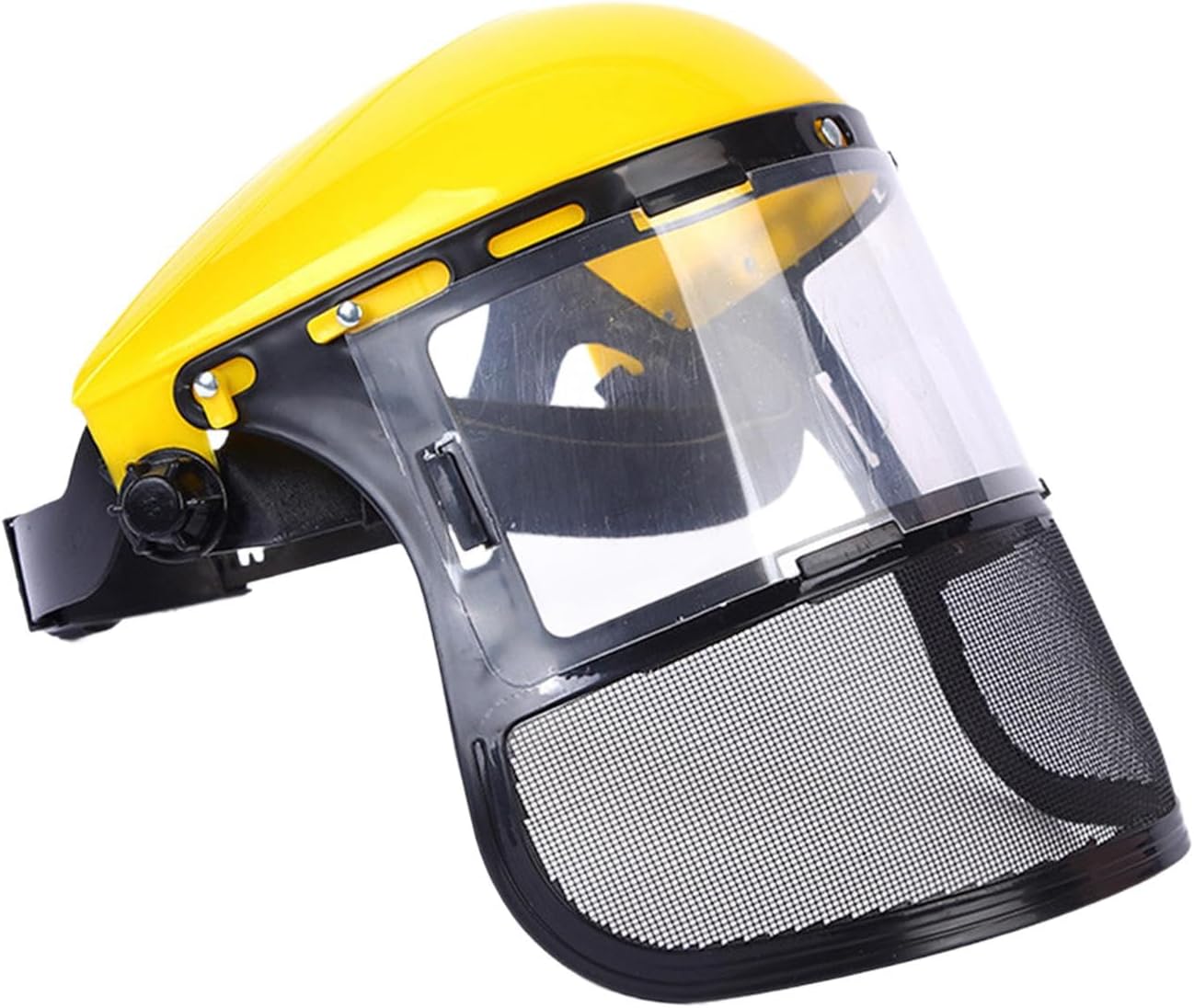 Chainsaw Face Shield Helmet Mesh Visor Breathable Grass Cutting Face Shield Grass Cutting Work Face Guard Protection, Yellow