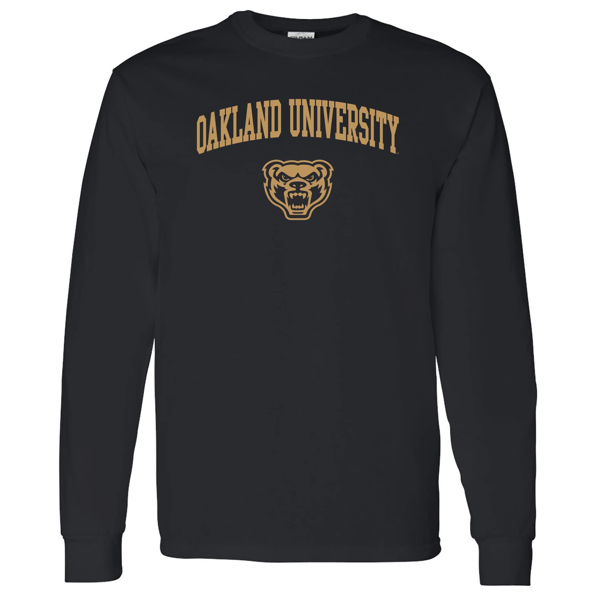 NCAA Officially Licensed College - University Team Color Arch Logo Long Sleeve, Oakland Golden Grizzlies Black, XL — image 1