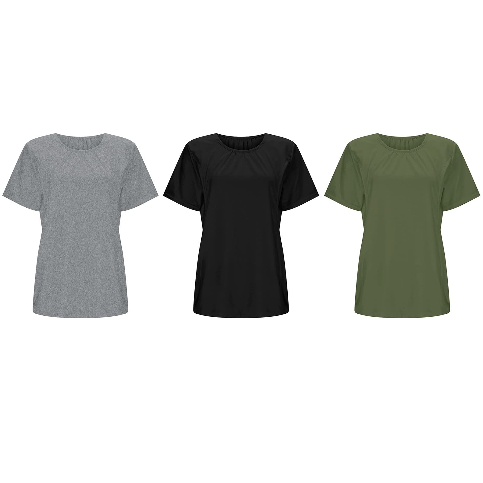 Generisch Canottiera premaman da donna, a maniche corte, arricciata, girocollo, basica, per allattamento, comoda ed elastica, in misto cotone