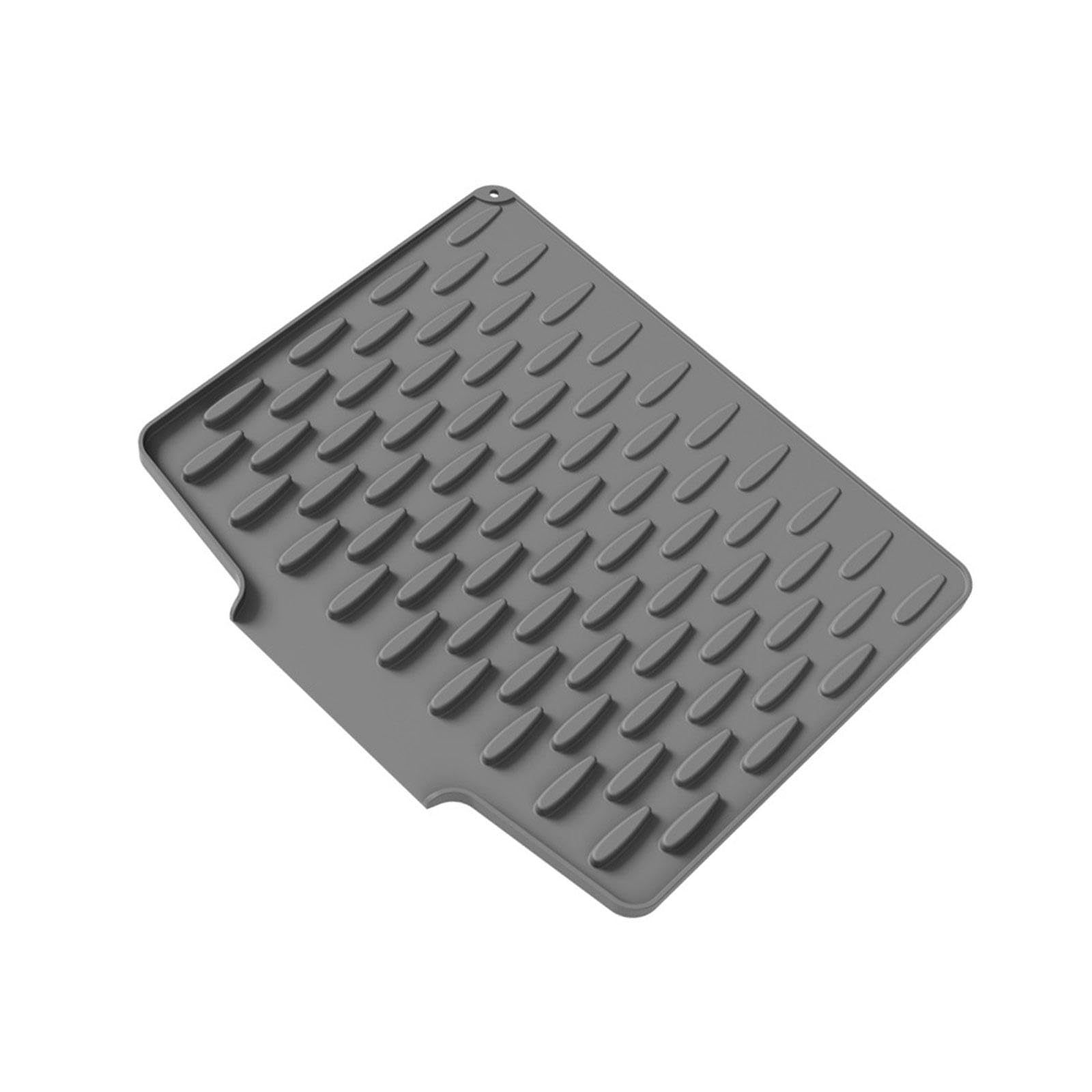 Xjdzineq Sloped Silicone Kitchen Drain Tray Efficient Drainage Pad Countertop Organiser Draining Mat for Kitchen Countertop