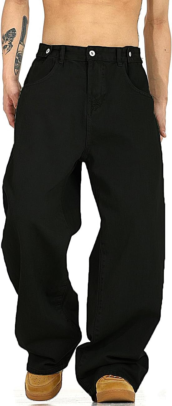 Nutriangee Men's Y2k Hip Hop Baggy Jeans Wide Leg Denim Pants Casual Loose Fit Streetwear Denim Pants - Image 3