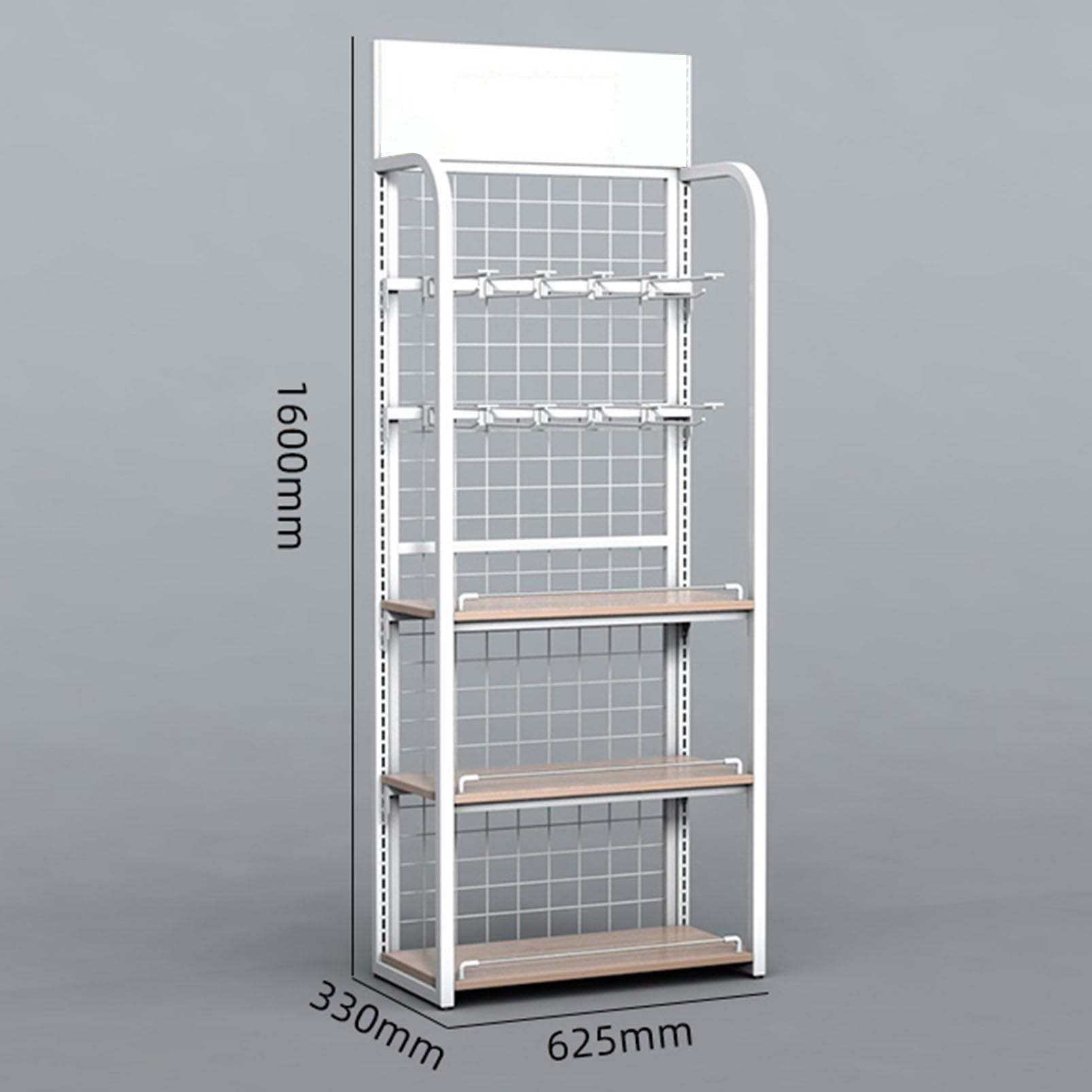 Verkaufsregal, Verkaufsständer mit Snack-Organizer, Robustes Regal aus Stahl undStahl und Holz für Bäckereien, Warenträger für Kaffee, Snacks und Kartoffelchips, für Vitrinen/Verkaufsflächen