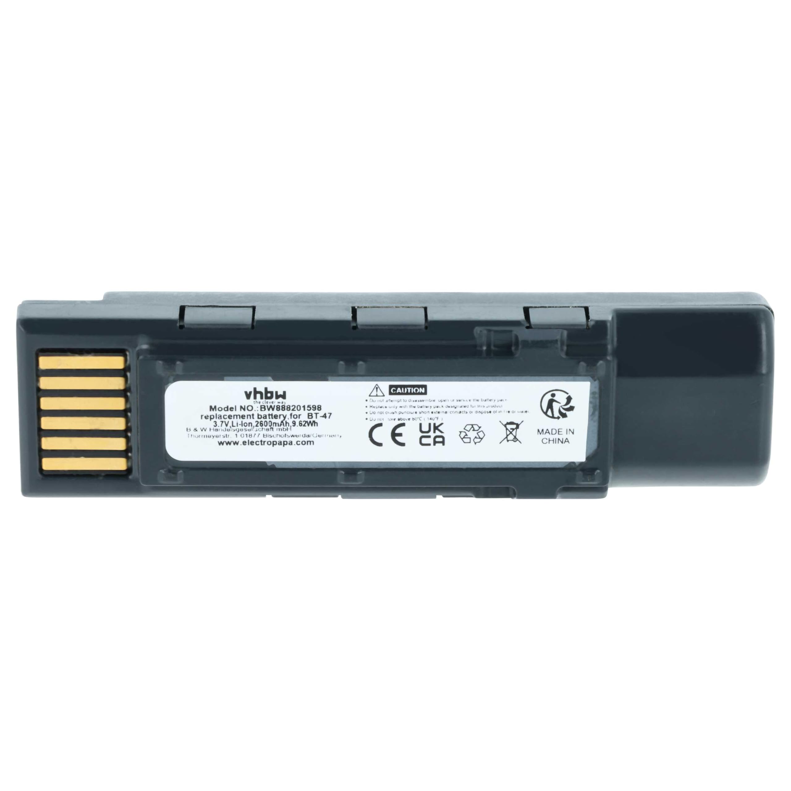 vhbw Akku Ersatz für Datalogic TW18050652 | 128004721, BT-47, RBP-GM45 für Barcodescanner POS (2600 mAh, 3,7 V, Li-Ion)