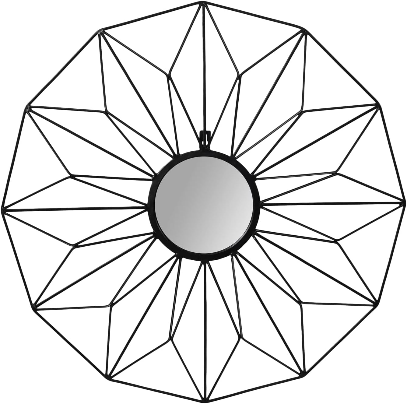 Asense 23" Modern Round Wall Mirror, Black Metal Frame Accent Mirror,Classic Hanging Wall Art Decoration for Entryway,Bedroom,Living Room,Bathroom,Black