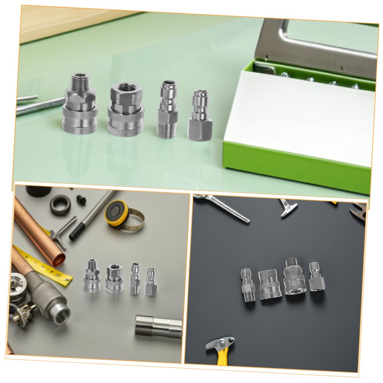8 Piezas Adaptadores Rápidos para Hidrolimpiadora de Alta Presión Acoplamiento de Acero Inoxidable y Conexión Rápida Compatible con Rosca Macho y Hembra para Uso Versátil