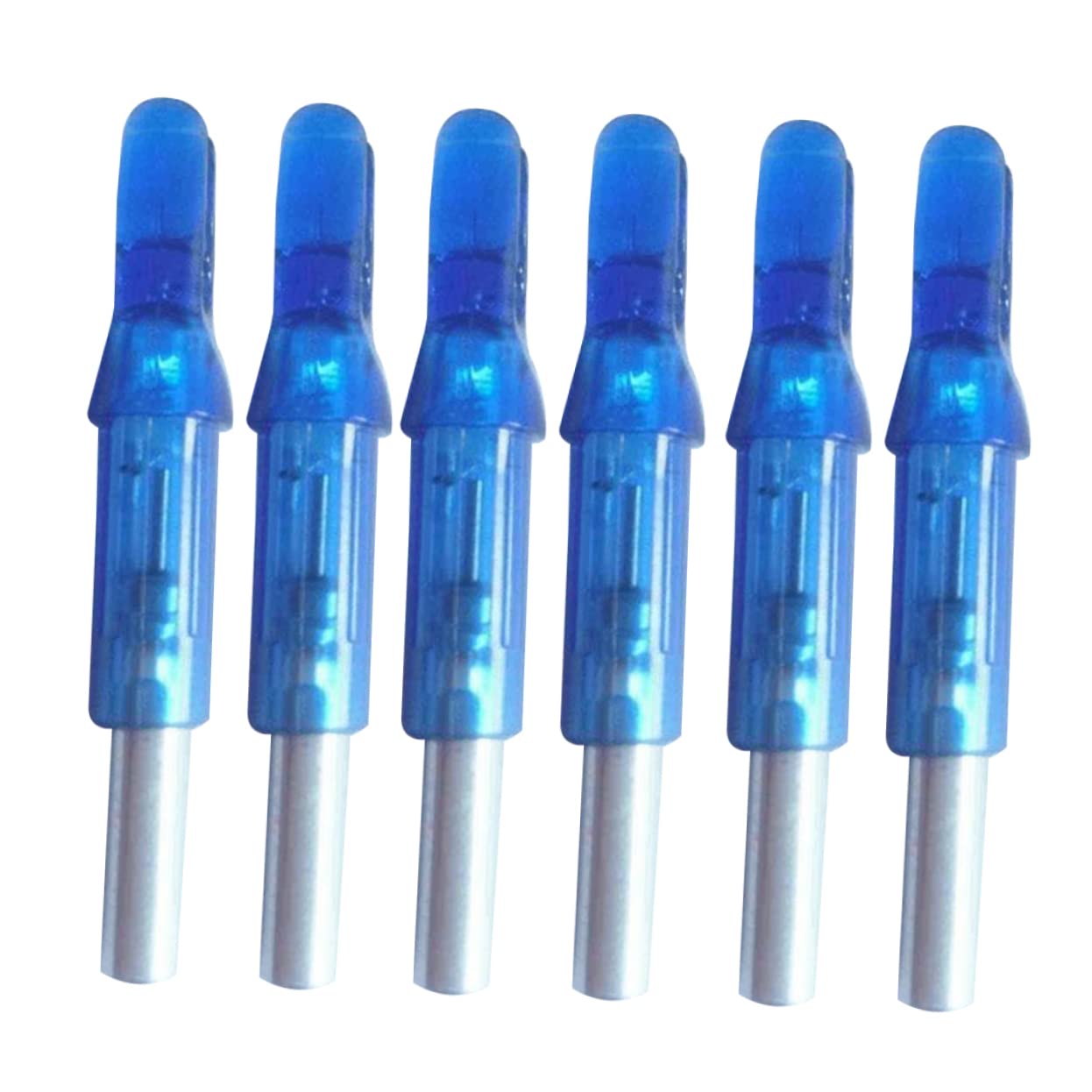Anneome 6 Pack Led Arrow Tails Arrow Nocks for Recurve No On/Off Switch Blue Luminous