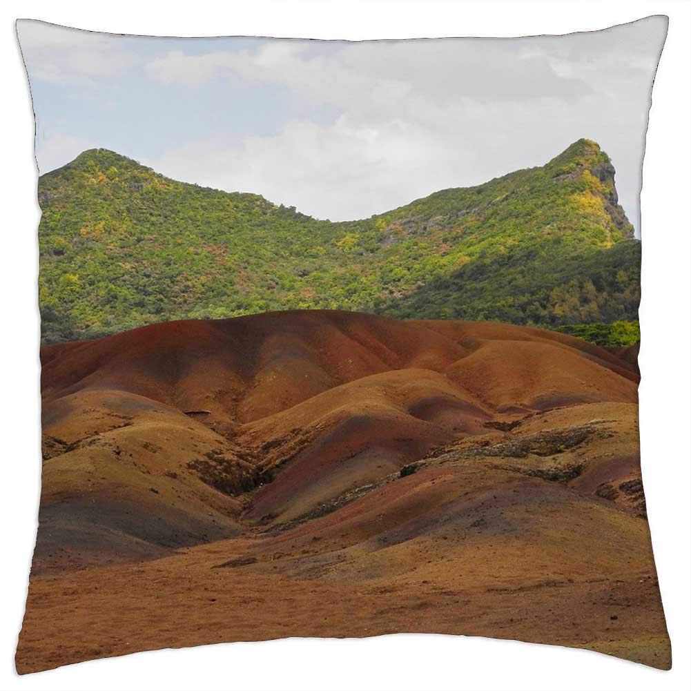 Throw Pillow Cover (16x16 inch) - Mauritius Chamarel Igneous Rocks Country Green