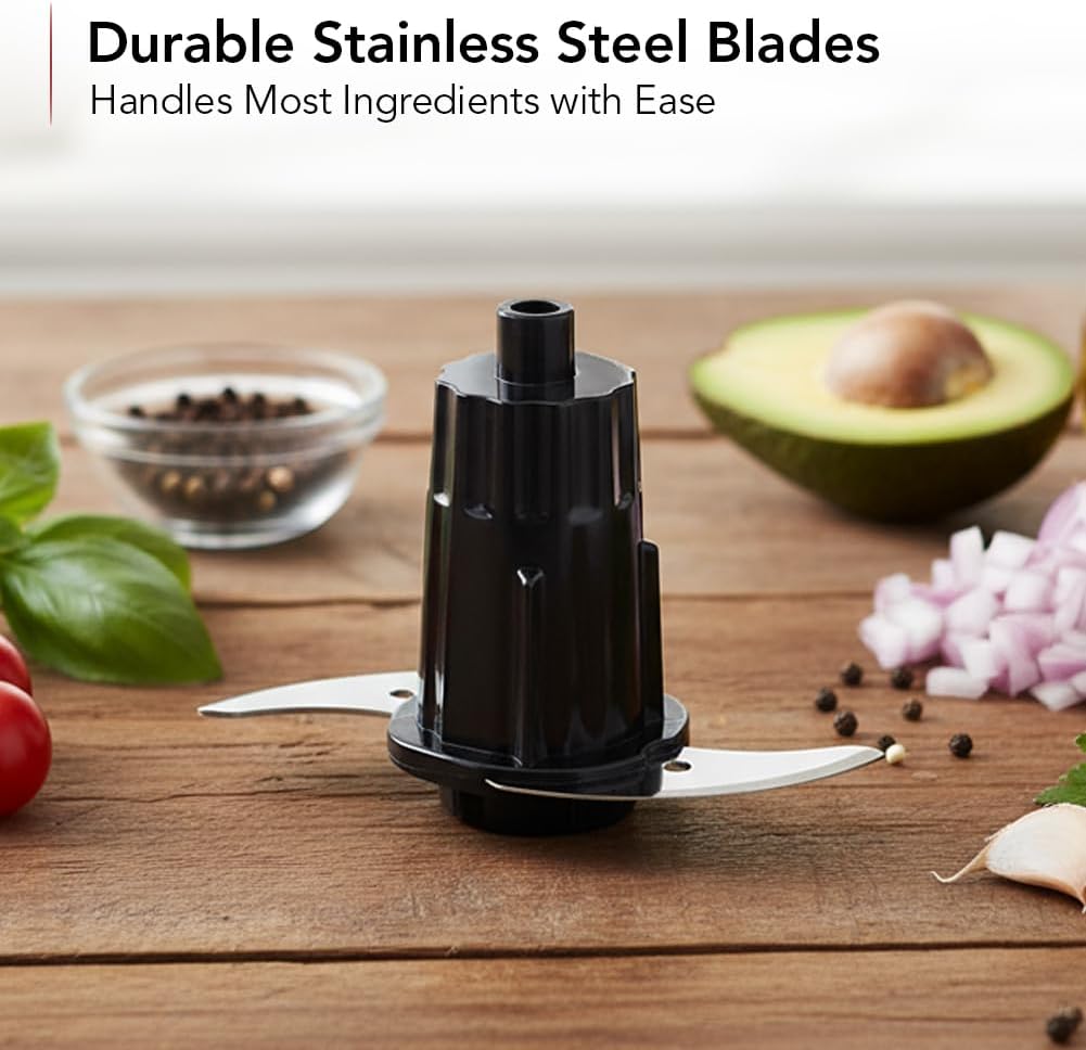 OVENTE 1.5-Cup Electric Food Chopper, 100W Food Processor with One-Touch Control and Stainless Steel Blade Ideal for Slicing Vegetable, Grinding, Shredding, Mincing, Puree and Meal Prep, Black PF1515B