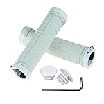 PLATT Bike Handlebar Grips Rubber Comfortable Bicycle Handle Grip for MTB/BMX with Plastic End Caps,White