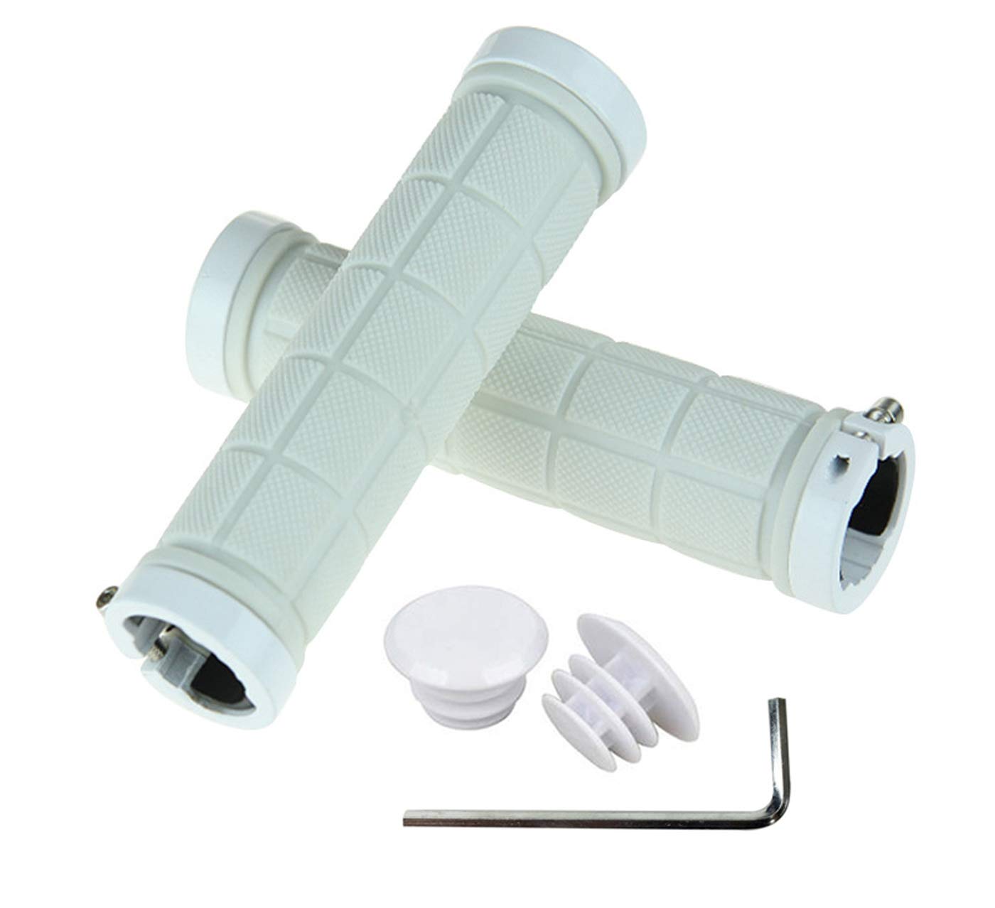 Bike Handlebar Grips Rubber Comfortable Bicycle Handle Grip for MTB/BMX with Plastic End…