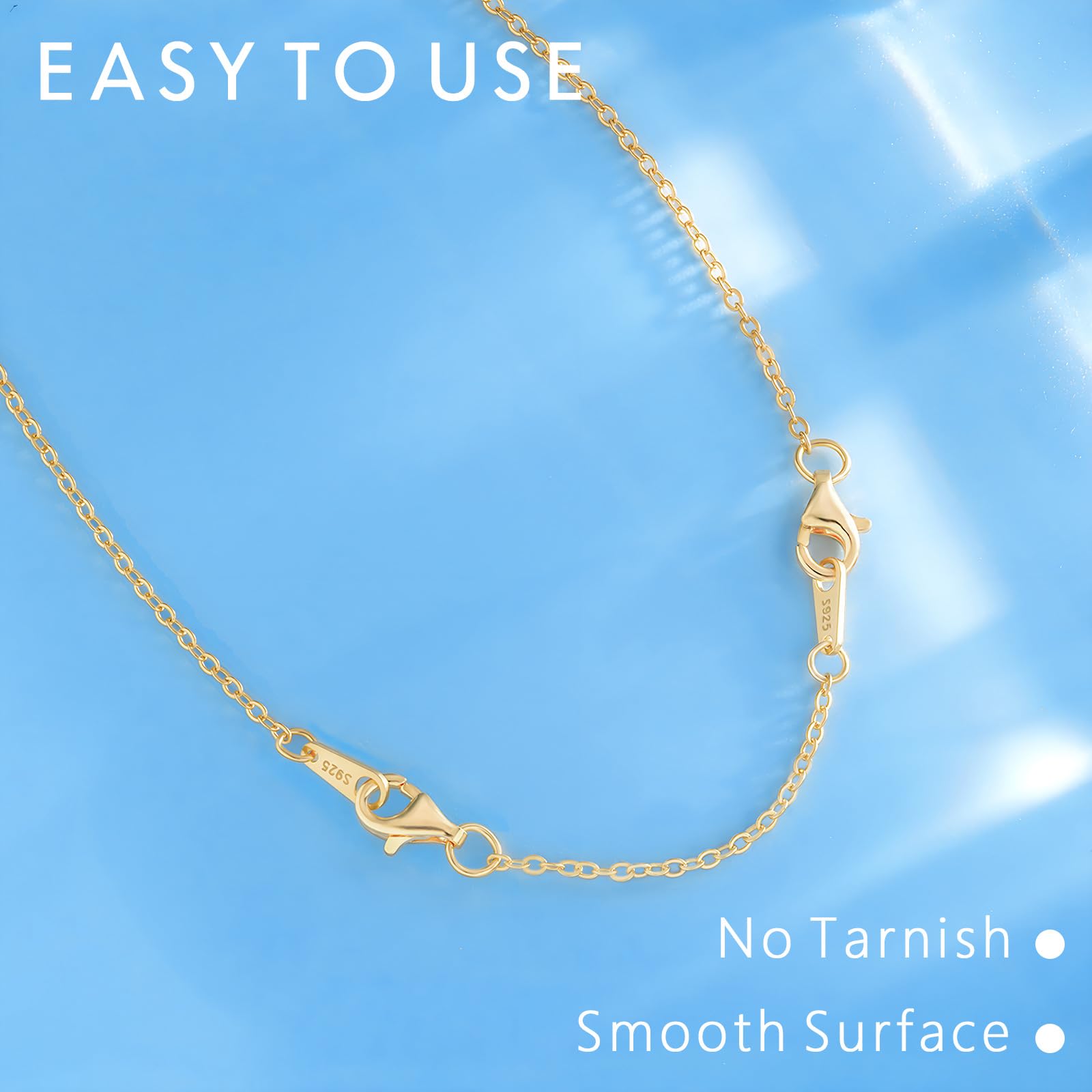 Necklace Extenders Gold Chain Extenders for Necklaces Extensions Sterling Silver Bracelet Extender Gold Necklace Extenders for Women 3 Piece Set, 1 2 3 Inch