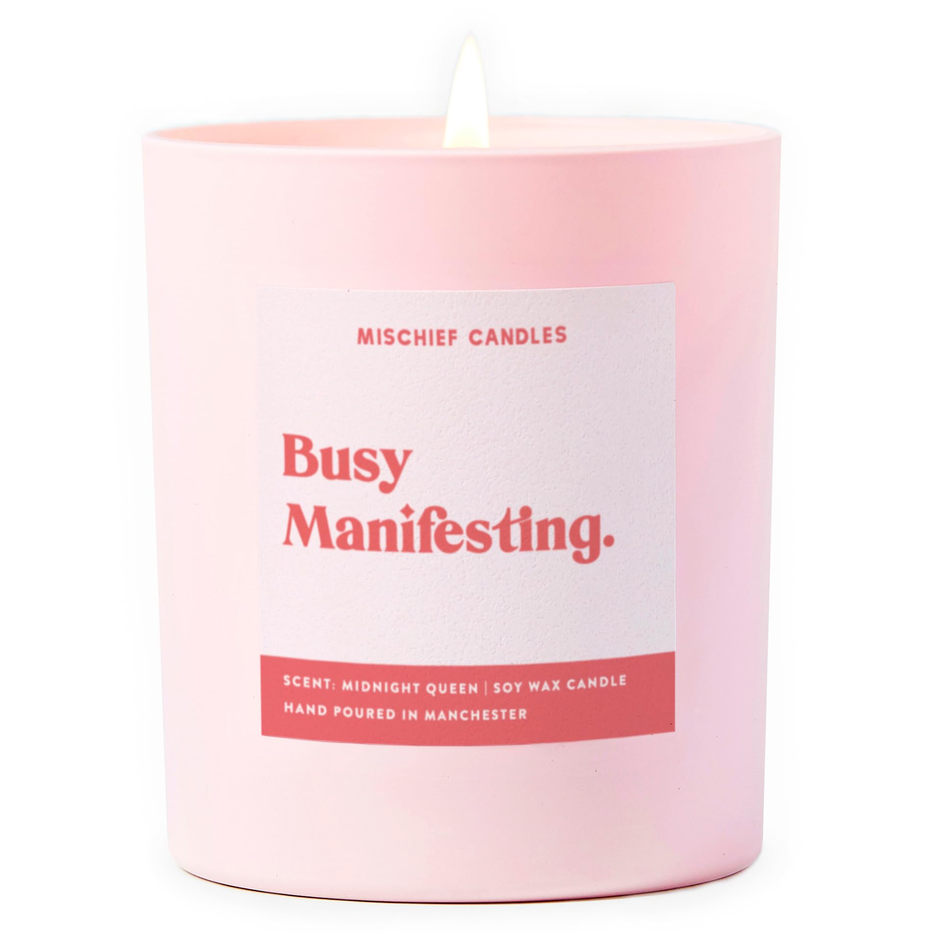 Funny Well Done Gift for Her Congratulations Gifts Scented Soy Wax Pink Candle (Busy Manifesting)